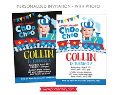 Train Birthday Invitation Personalized with Photo, Digital and Printable
