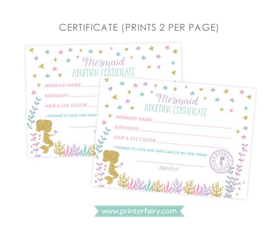 Mermaid Adoption Center Sign and Certificate (Digital Download)