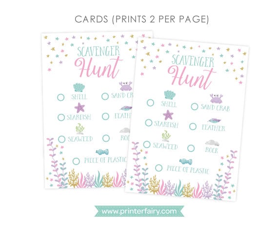 Mermaid Scavenger Hunt Game, Under the Sea Party (Digital Download)