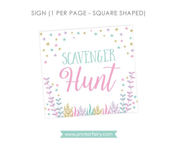 Mermaid Scavenger Hunt Game, Under the Sea Party (Digital Download)