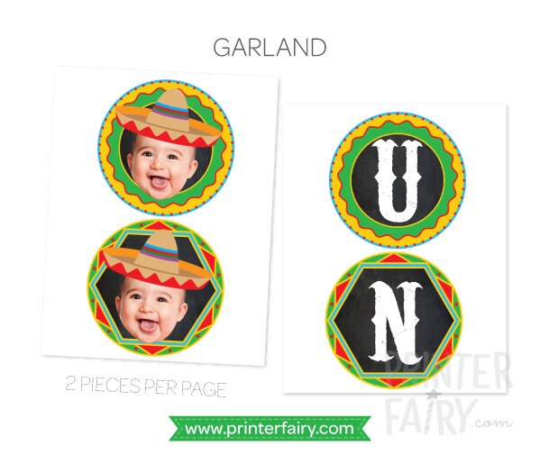 Fiesta First Birthday Party Printables, Cinco de Mayo Decorations (Digital Download)