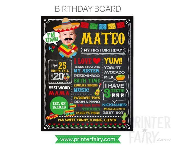 Fiesta First Birthday Party Printables, Cinco de Mayo Decorations (Digital Download)