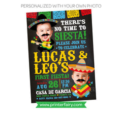 Cinco de Mayo First Birthday Invitation, Twins Fiesta, Photo (Digital Invite)