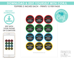 Fiesta Cupcake Toppers, Cinco de Mayo Decorations (Editable, Instant Download)
