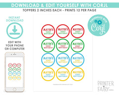 Fiesta Cupcake Toppers, Cinco de Mayo Decorations, Editable Label Template (Instant Download)