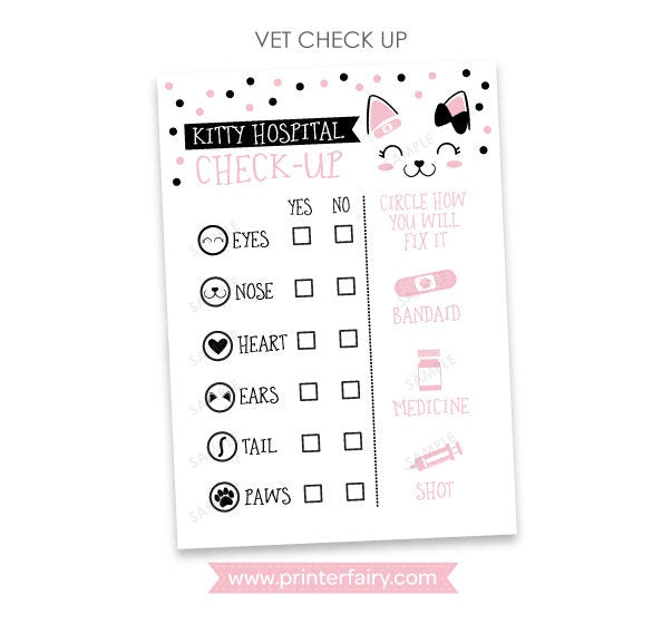 Kitty Adoption Party, Vet Checkup Sign (Instant Download)