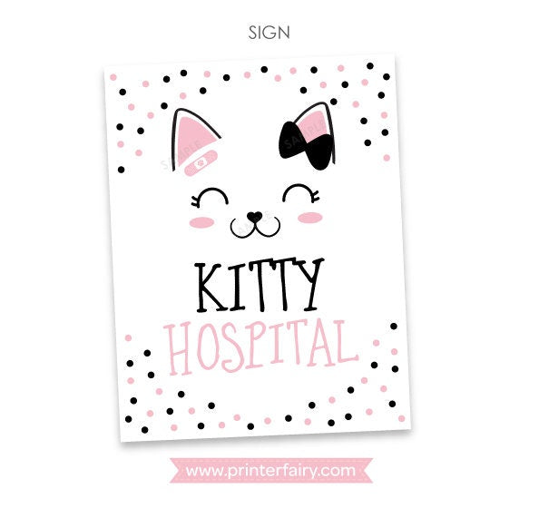 Kitty Adoption Party, Vet Checkup Sign (Instant Download)