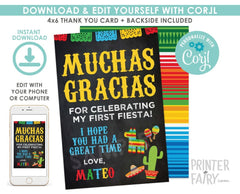 Fiesta Thank You Cards, Editable, Cinco de Mayo (Instant Download)