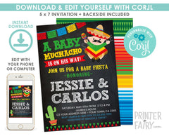Fiesta Baby Shower Invitation, Editable Cinco de Mayo Theme (Digital Download)