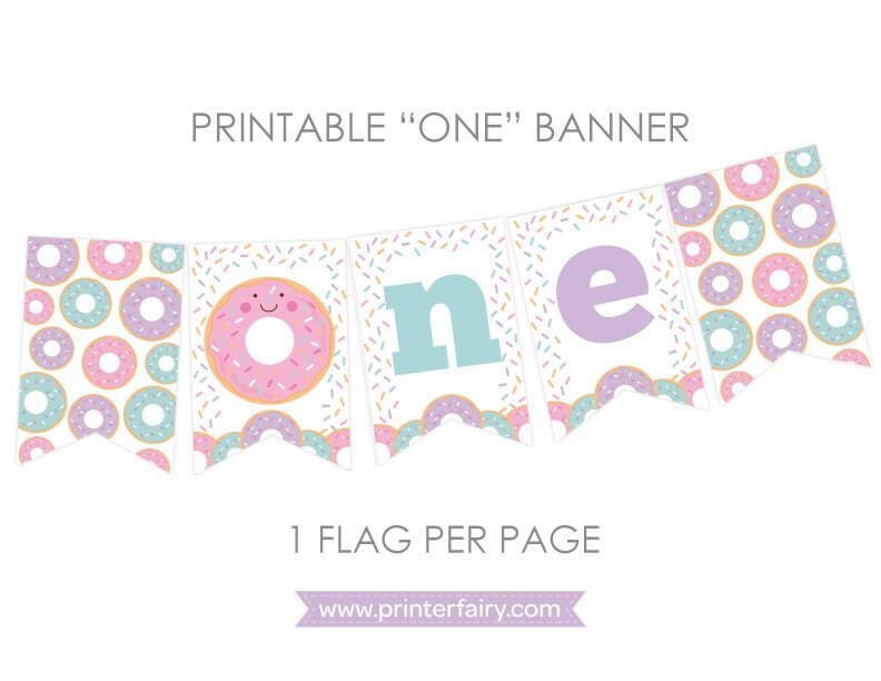 Donut First Birthday Banner, ONE Highchair Banner (Instant Download)