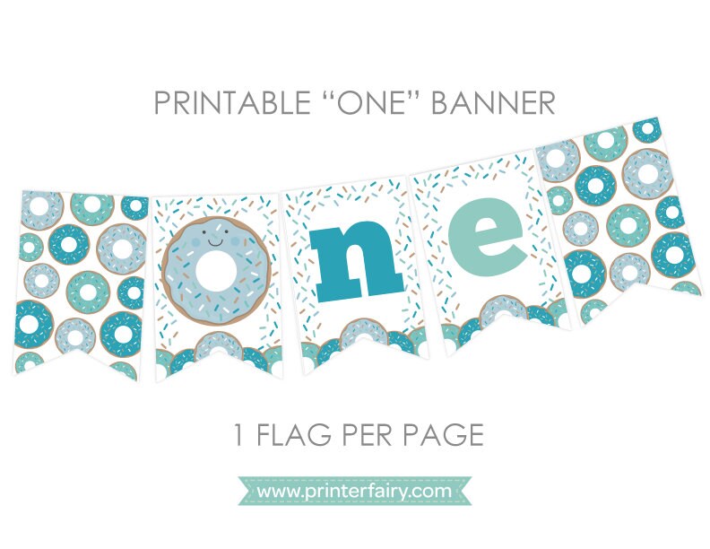 Donut ONE Banner, First Birthday Decorations (Instant Download)