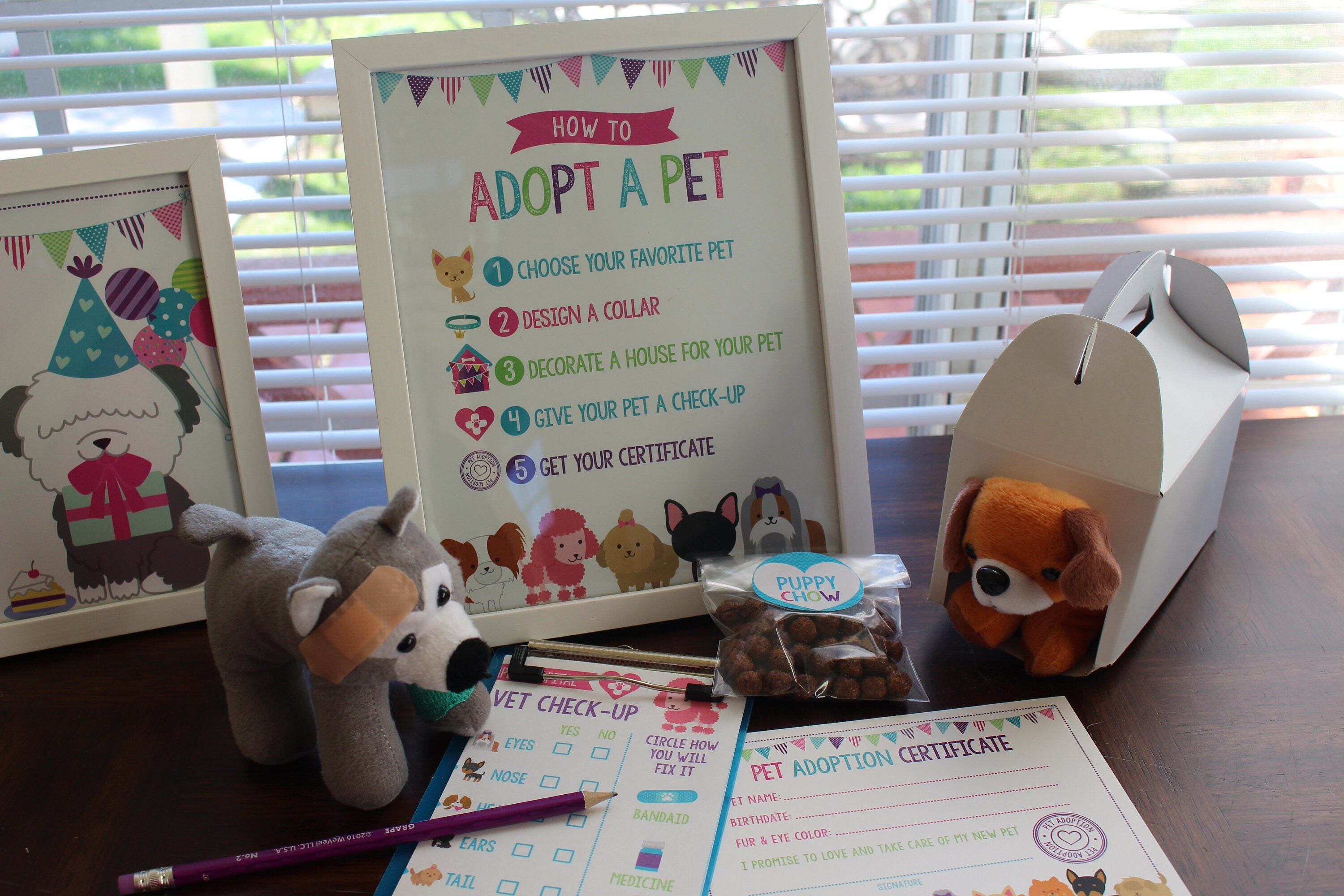 Pet Adoption Station Signs, Puppy Birthday Party Decor (Digital Files)