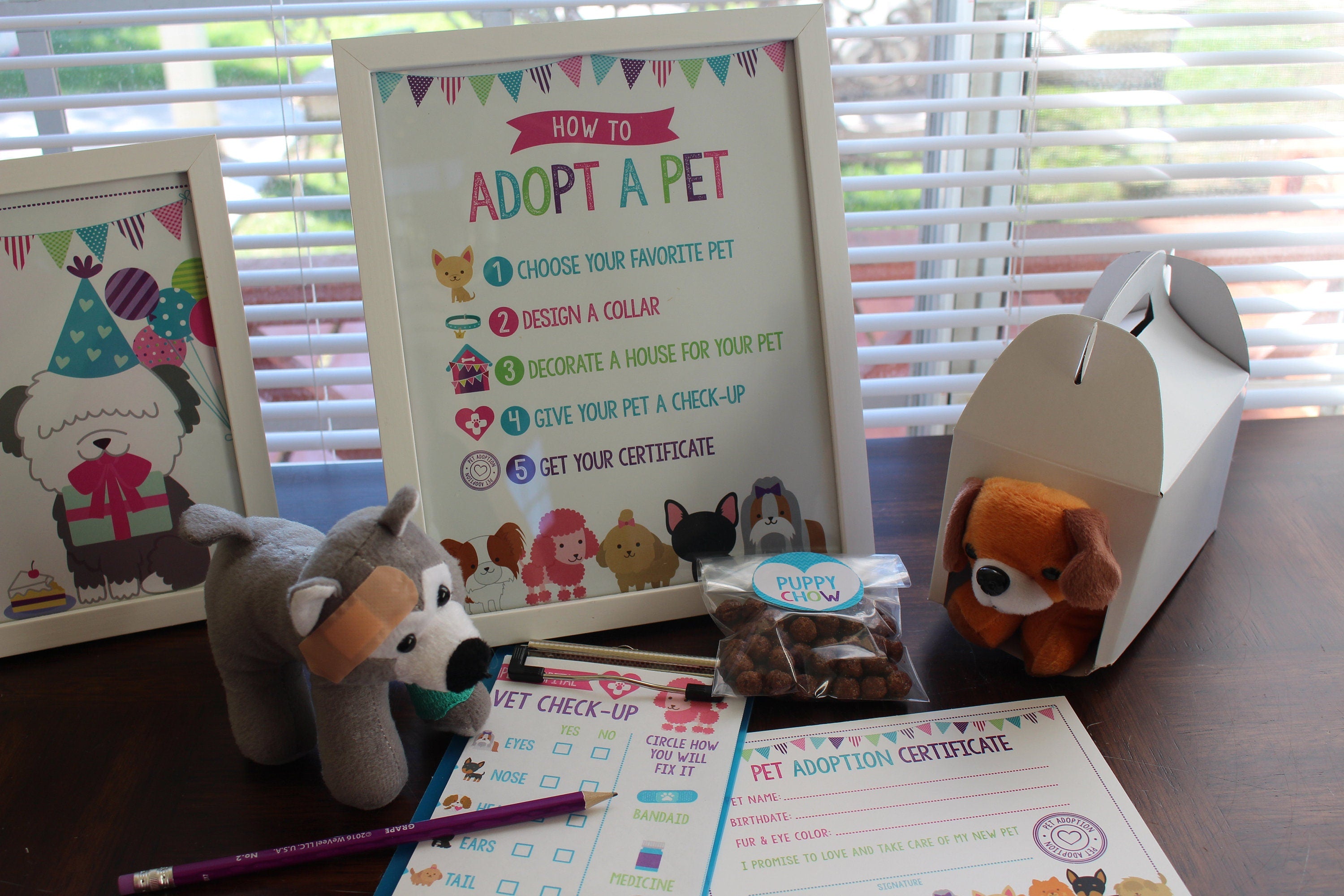 Pet Adoption Station Signs, Puppy Birthday Party Decor (Digital Files)