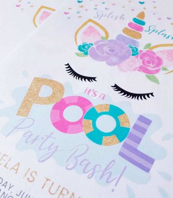 Editable Unicorn Pool Party Invitation (Instant Download)