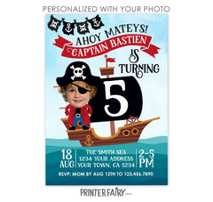 Personalized Pirate Birthday Invitation with Photo (Digital Download)