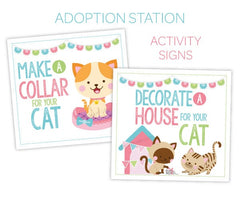Cat Adoption Station Printables, Kitty Birthday Party Decor (Digital Download)