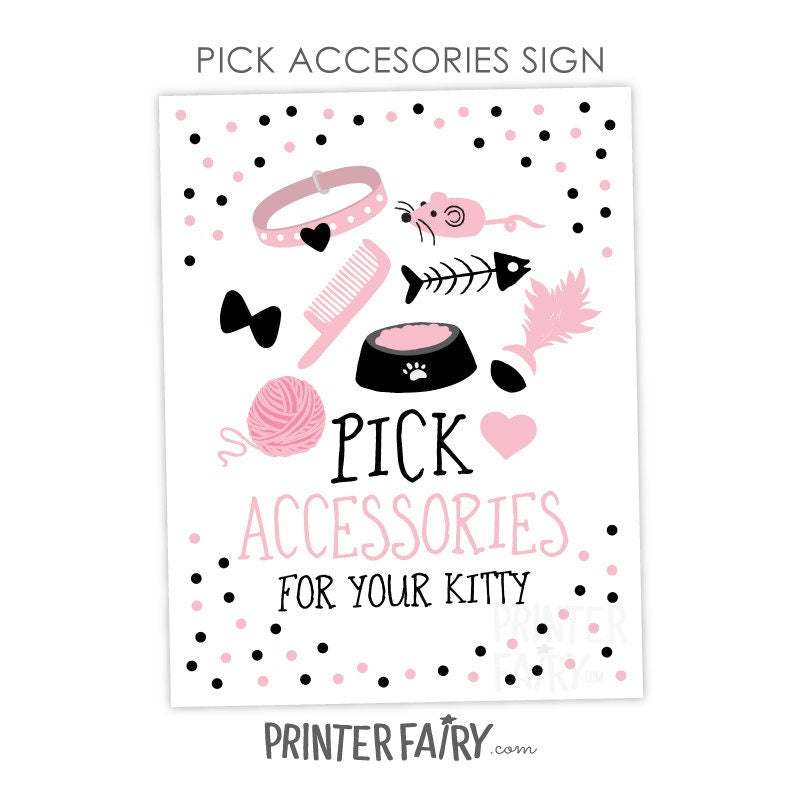 Kitty Adoption Party Bundle, Pink Black White Decor (Digital Download)