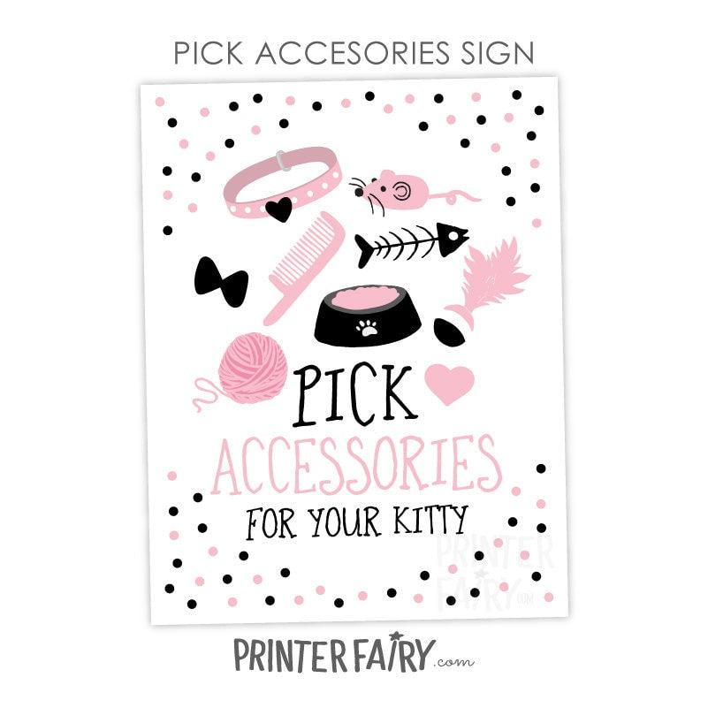 Kitty Adoption Party Bundle, Pink Black White Decor (Digital Download)
