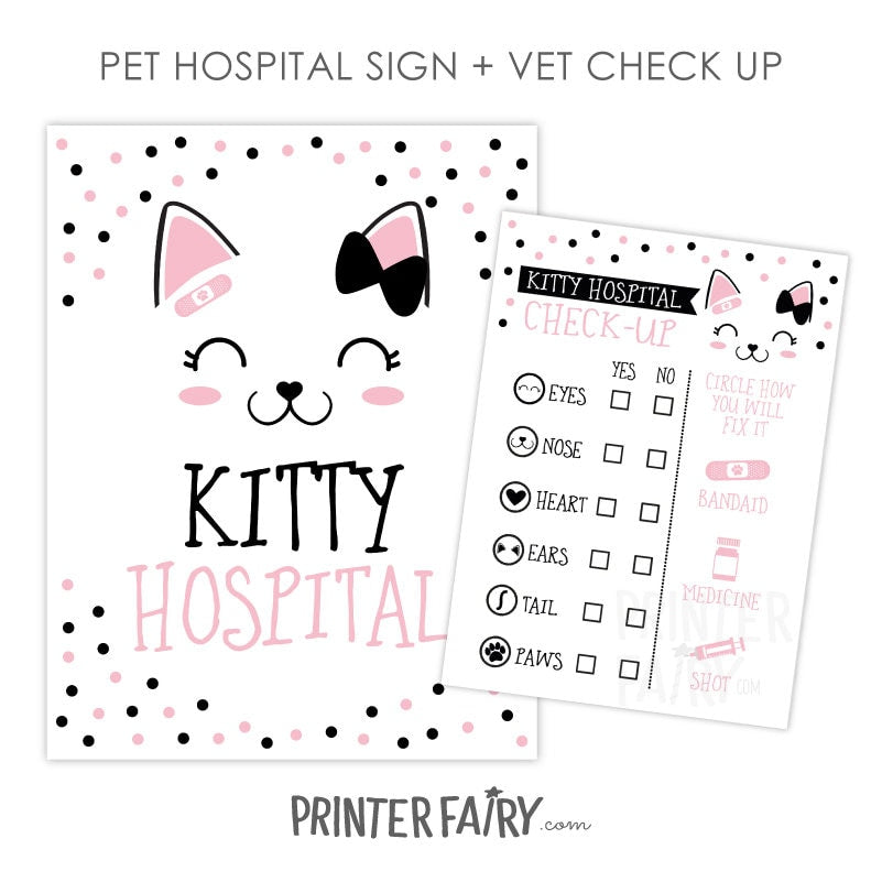 Kitty Adoption Party Bundle, Pink Black White Decor (Digital Download)