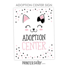 Kitty Adoption Party Bundle, Pink Black White Decor (Digital Download)