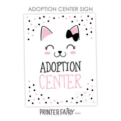 Kitty Adoption Party Bundle, Pink Black White Decor (Digital Download)