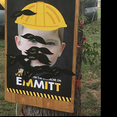 Construction Birthday Pin the Mustache Personalized Party Game, Digital Download