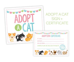 Cat Adoption Station Printables, Kitty Birthday Party Decor (Digital Download)