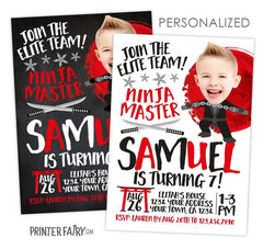 Personalized Ninja Birthday Invitation, Photo Martial Arts Party (Digital)