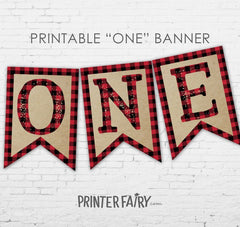 Lumberjack First Birthday Banner, Plaid ONE Highchair Decor (Instant Download)