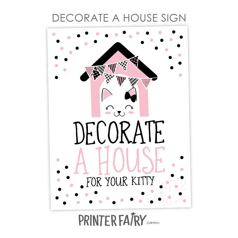 Kitty Adoption Party Bundle, Pink Black White Decor (Digital Download)