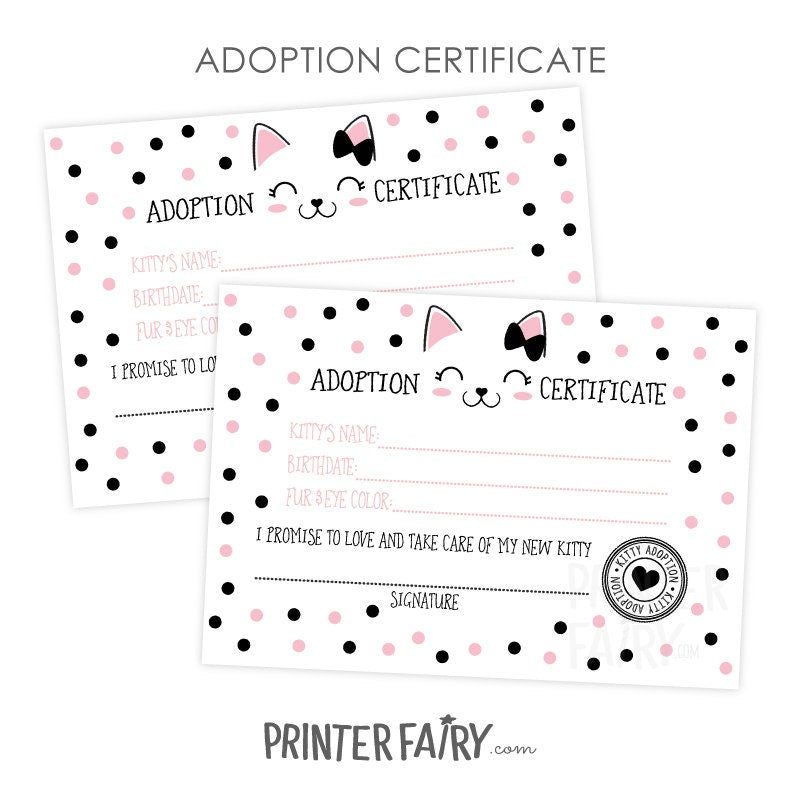Kitty Adoption Party Bundle, Pink Black White Decor (Digital Download)