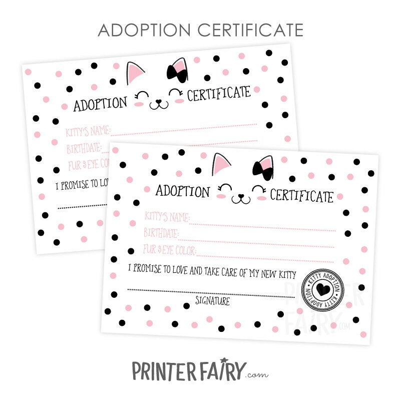 Kitty Adoption Party Bundle, Pink Black White Decor (Digital Download)