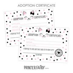 Kitty Adoption Party Bundle, Pink Black White Decor (Digital Download)