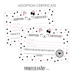 Kitty Adoption Party Bundle, Pink Black White Decor (Digital Download)