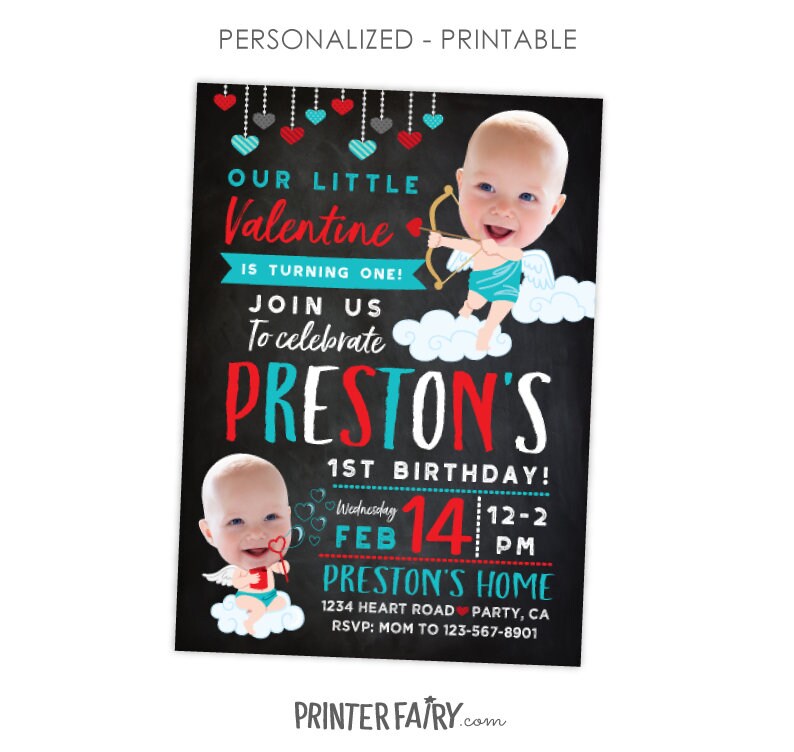 Valentines Day Party Invitation Personalized with photo for any age, Digital or Printable Design