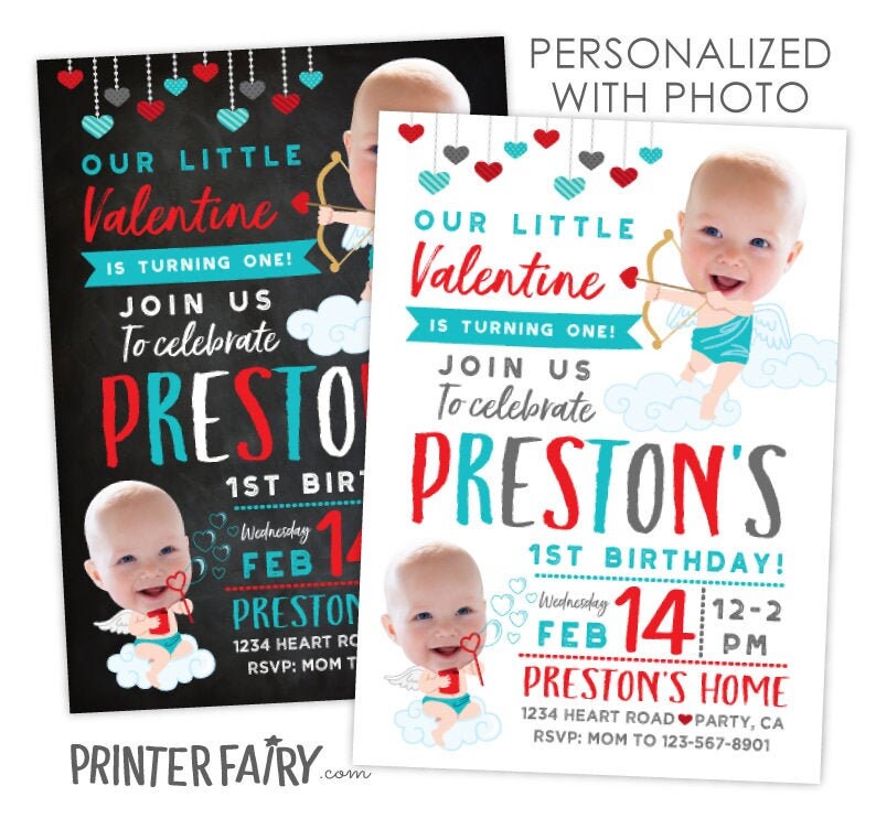 Valentines Day Party Invitation Personalized with photo for any age, Digital or Printable Design
