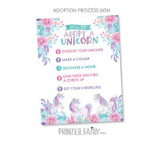 Unicorn Adoption Station Party Package Ready to Print, DIGITAL Instant Download