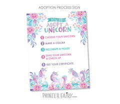 Unicorn Adoption Station Party Package Ready to Print, DIGITAL Instant Download