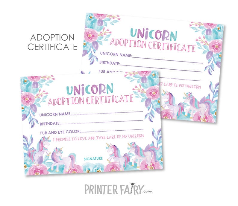 Unicorn Adoption Station Party Package Ready to Print, DIGITAL Instant Download
