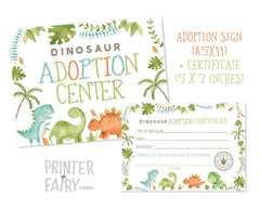 Dinosaur Adoption Sign and Certificate (Instant Download)