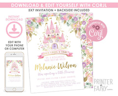 Editable Princess Baby Shower Invitation, Royal Castle (Digital Download)