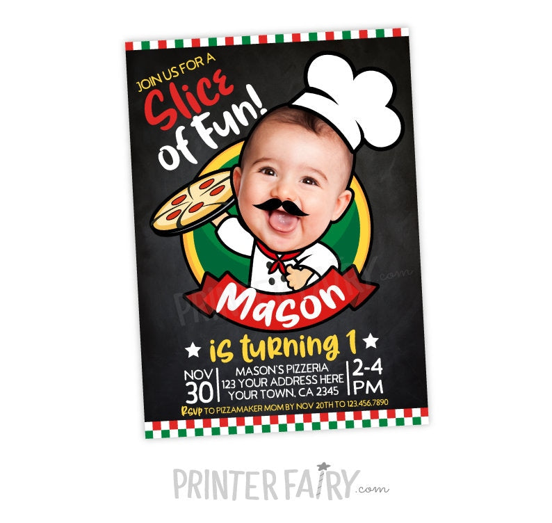 Personalized Pizza Birthday Invitation, Chef Party (Digital Download)