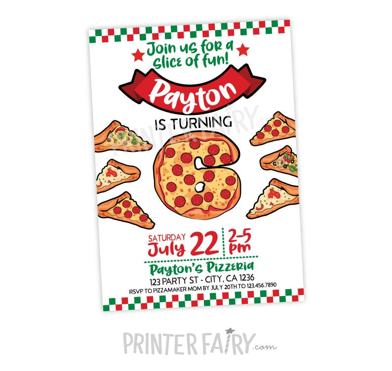 Pizza Birthday Invitation, Little Chef, Cooking Party (Digital)