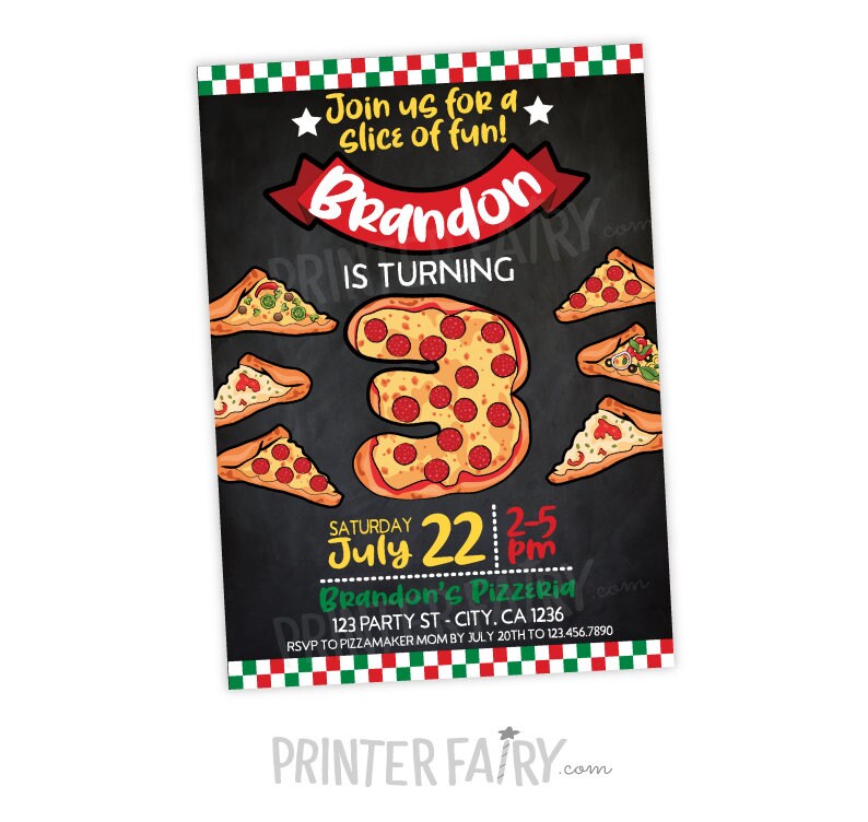 Pizza Birthday Invitation, Little Chef, Cooking Party (Digital)