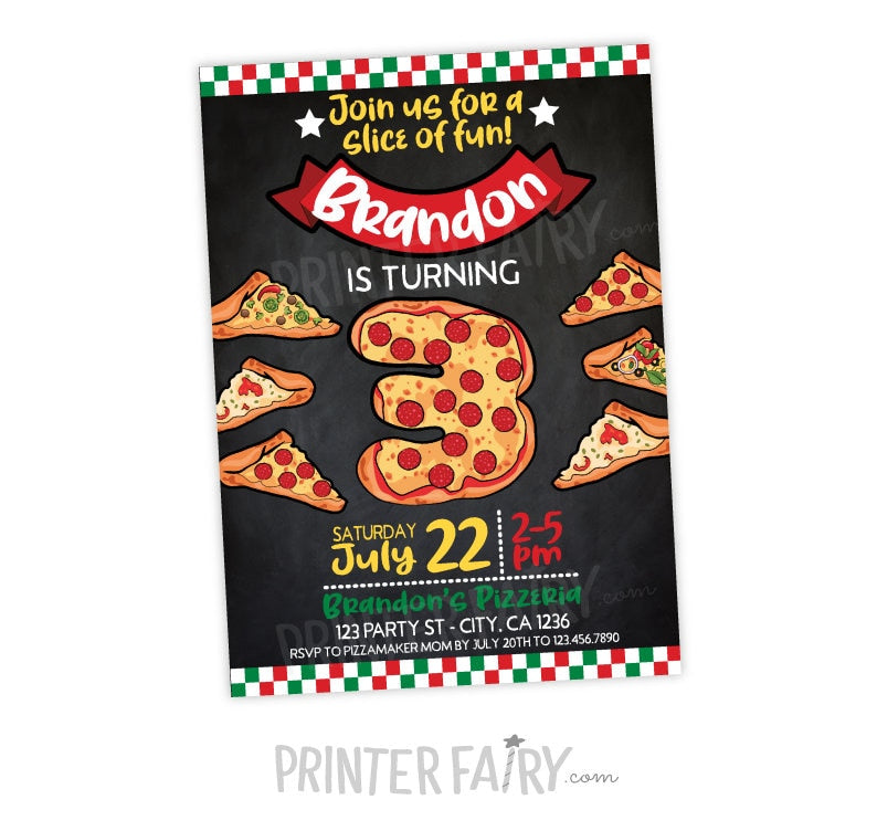 Pizza Birthday Invitation, Little Chef, Cooking Party (Digital)
