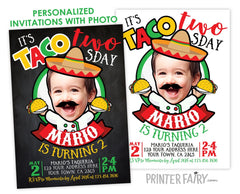 Taco Two-sday Birthday Invitation with Photo (Digital)