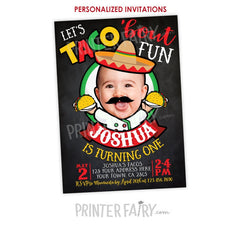 Taco Birthday Invitation with Photo, Fiesta Invite (Digital Download)