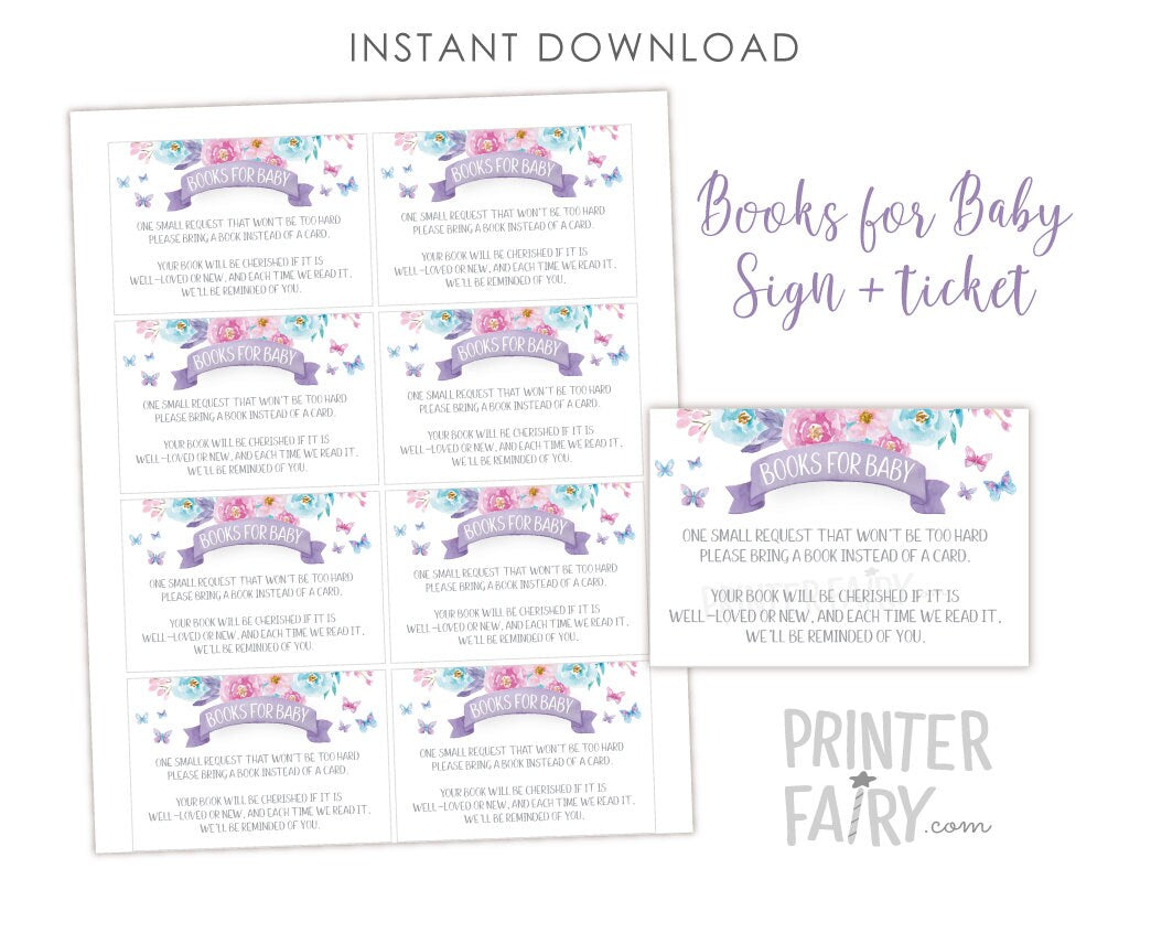Elephant Books For Baby Sign and Inserts, Baby Shower (Instant Download)