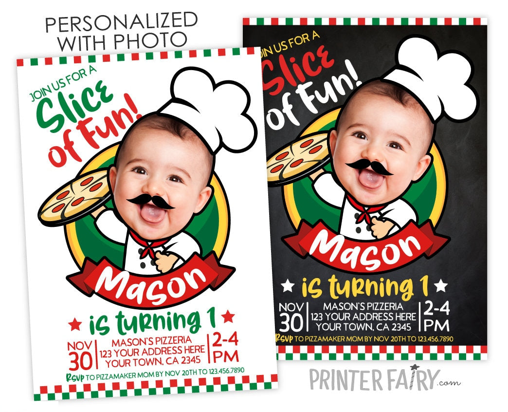 Personalized Pizza Birthday Invitation, Chef Party (Digital Download)