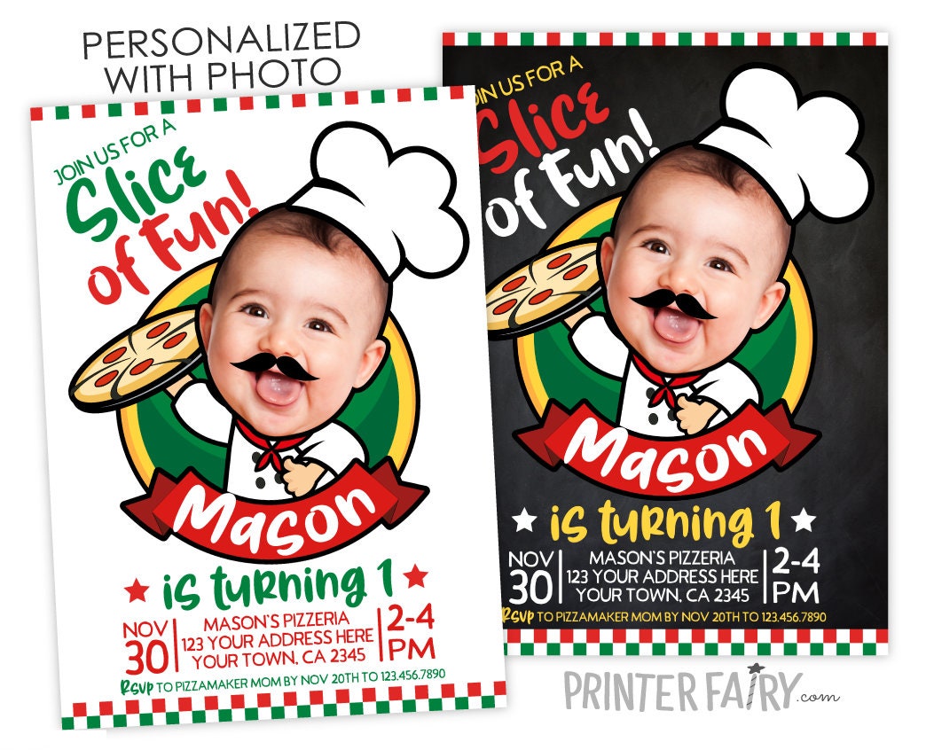 Pizza Party Custom Birthday Invitation with Photo for Any Age (Digital Download)